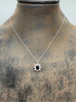 Pırlantalı Safir Kolye