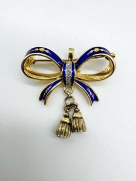 Ruban Pırlantalı Broş Kolye Ucu