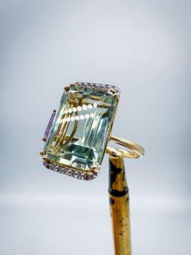 Pırlanta Topaz ve Ametist Yüzük