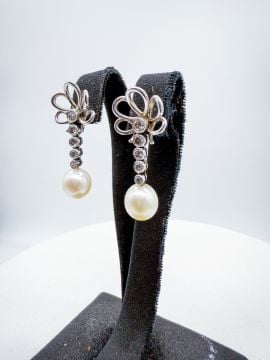 Pırlantalı İnci Küpe