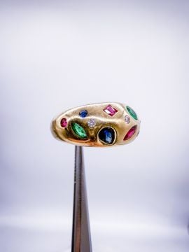 Pırlantalı Renkli Taşlı Yüzük