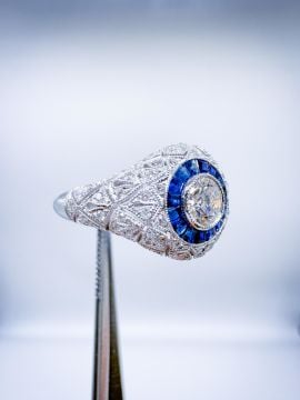 Pırlantalı Safir Yüzük