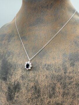 Pırlantalı Safir Kolye