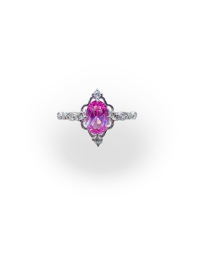 Pırlantalı Pink Safir Yüzük