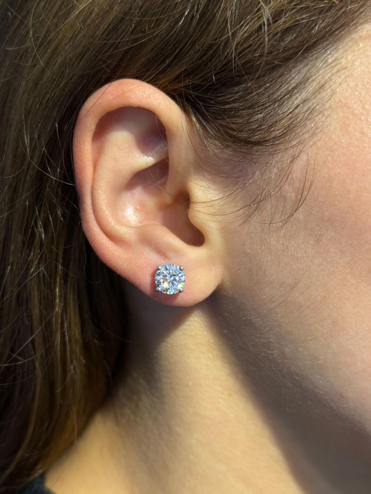 3.02ct Pırlanta Tektaş Küpe