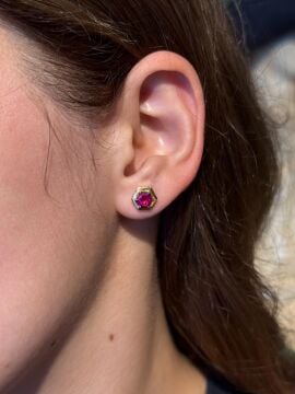 Magenta Turmalin Küpe