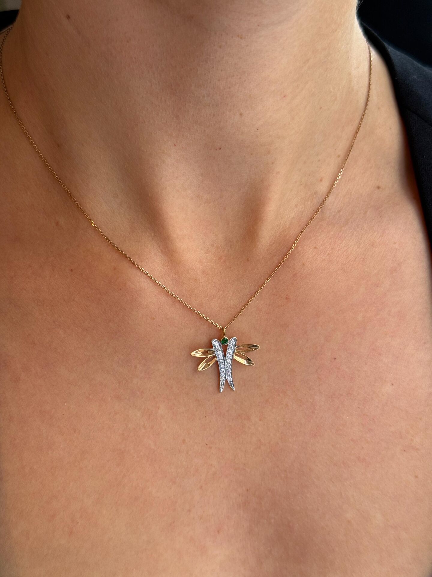 Dragonfly Pırlantalı Zümrüt Kolye
