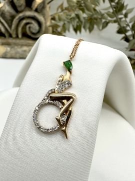 Woman Pırlantalı Zümrüt Kolye