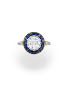 Pırlanta ve Safir Kalibreli Yüzük