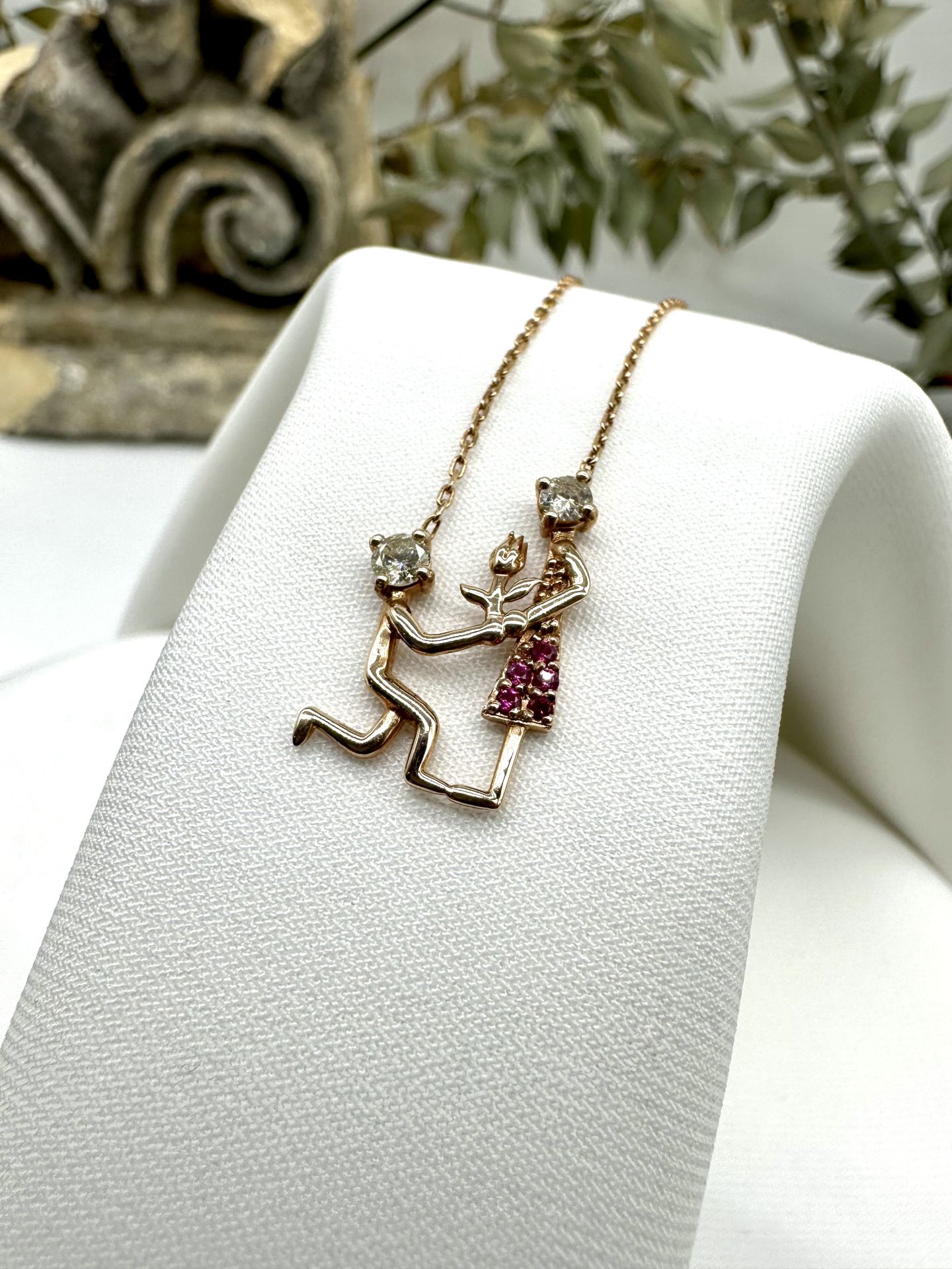 Couple Pırlantalı Yakut Kolye