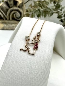 Couple Pırlantalı Yakut Kolye