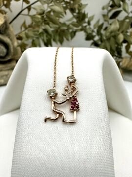 Couple Pırlantalı Yakut Kolye