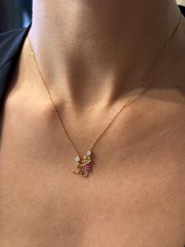 Couple Pırlantalı Yakut Kolye