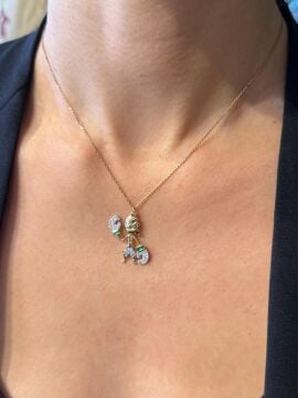 Boxer Pırlantalı Zümrüt Kolye