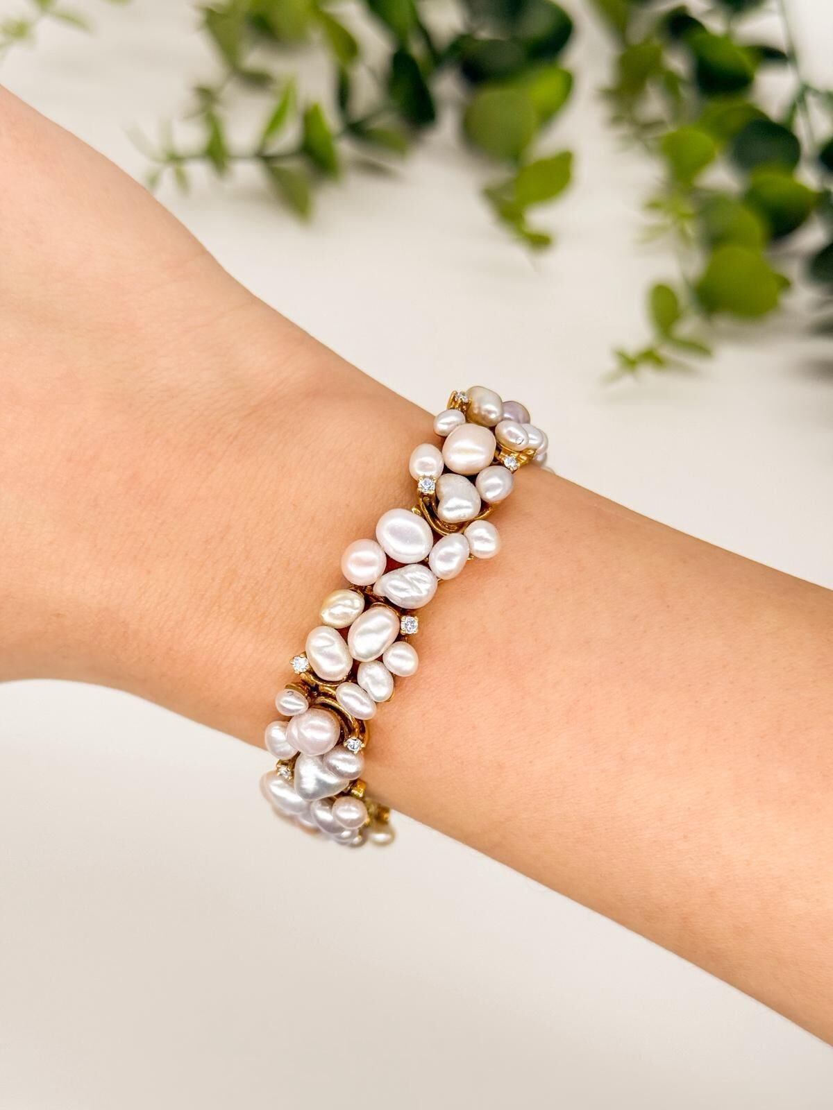 Pırlantalı İnci Ocean Bileklik