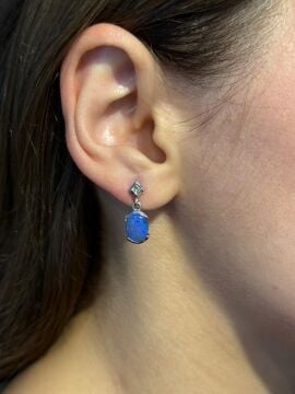 Pırlantalı Opal Küpe