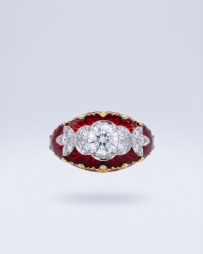 Pırlanta Kırmızı Mineli Yüzük