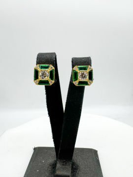 Antoinette Pırlantalı Zümrüt Küpe