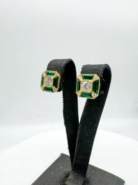 Antoinette Pırlantalı Zümrüt Küpe