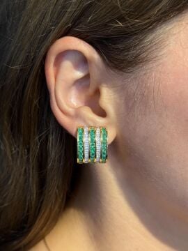 Bree Pırlantalı Zümrüt Küpe