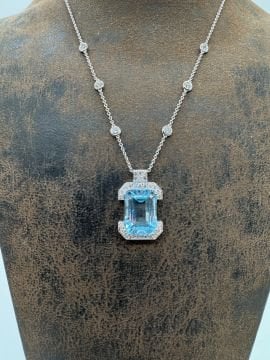 Pırlantalı Aquamarine Kolye