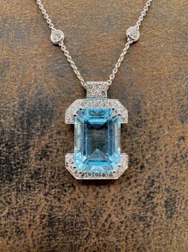 Pırlantalı Aquamarine Kolye