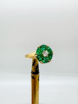 Elodie Pırlantalı Zümrüt Yüzük