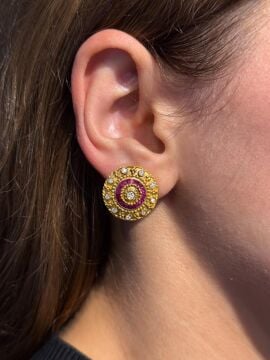 Pırlantalı Yakut Küpe