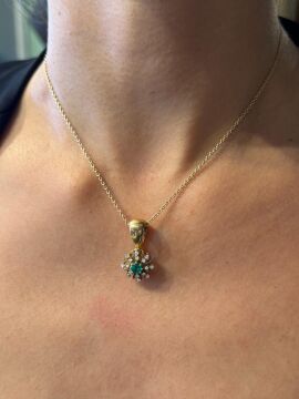 Pırlantalı Zümrüt Kolye Ucu