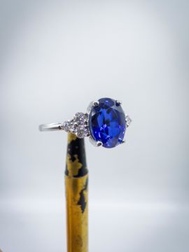 Pırlantalı Safir Yüzük