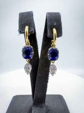 Pırlantalı Safir Küpe