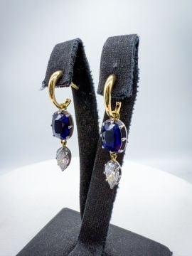 Pırlantalı Safir Küpe