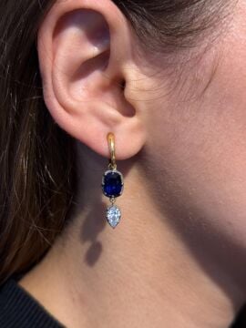 Pırlantalı Safir Küpe