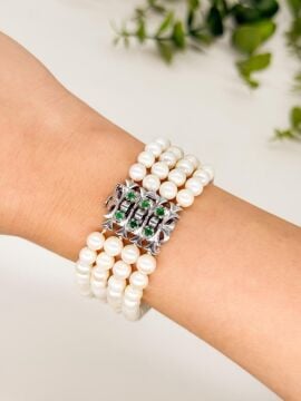 Zümrütlü İnci Tatum Bileklik
