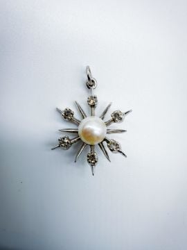 Pırlantalı İnci Kolye Ucu