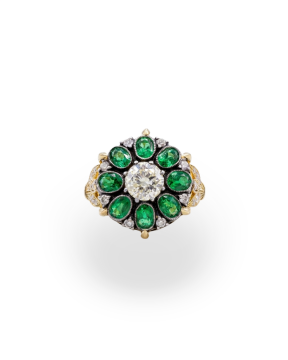 Florence Pırlantalı Zümrüt Yüzük