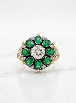 Florence Pırlantalı Zümrüt Yüzük