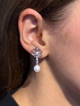 Pırlantalı İnci Küpe