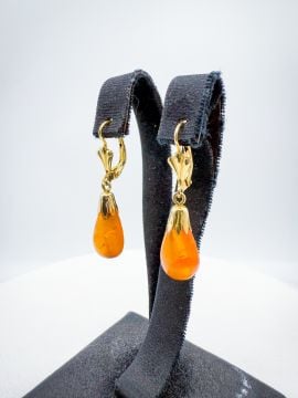 Kehribar Sallantılı Küpe