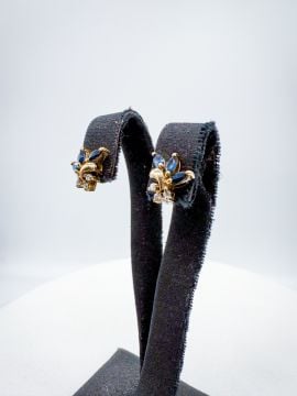 Pırlantalı Safir Küpe