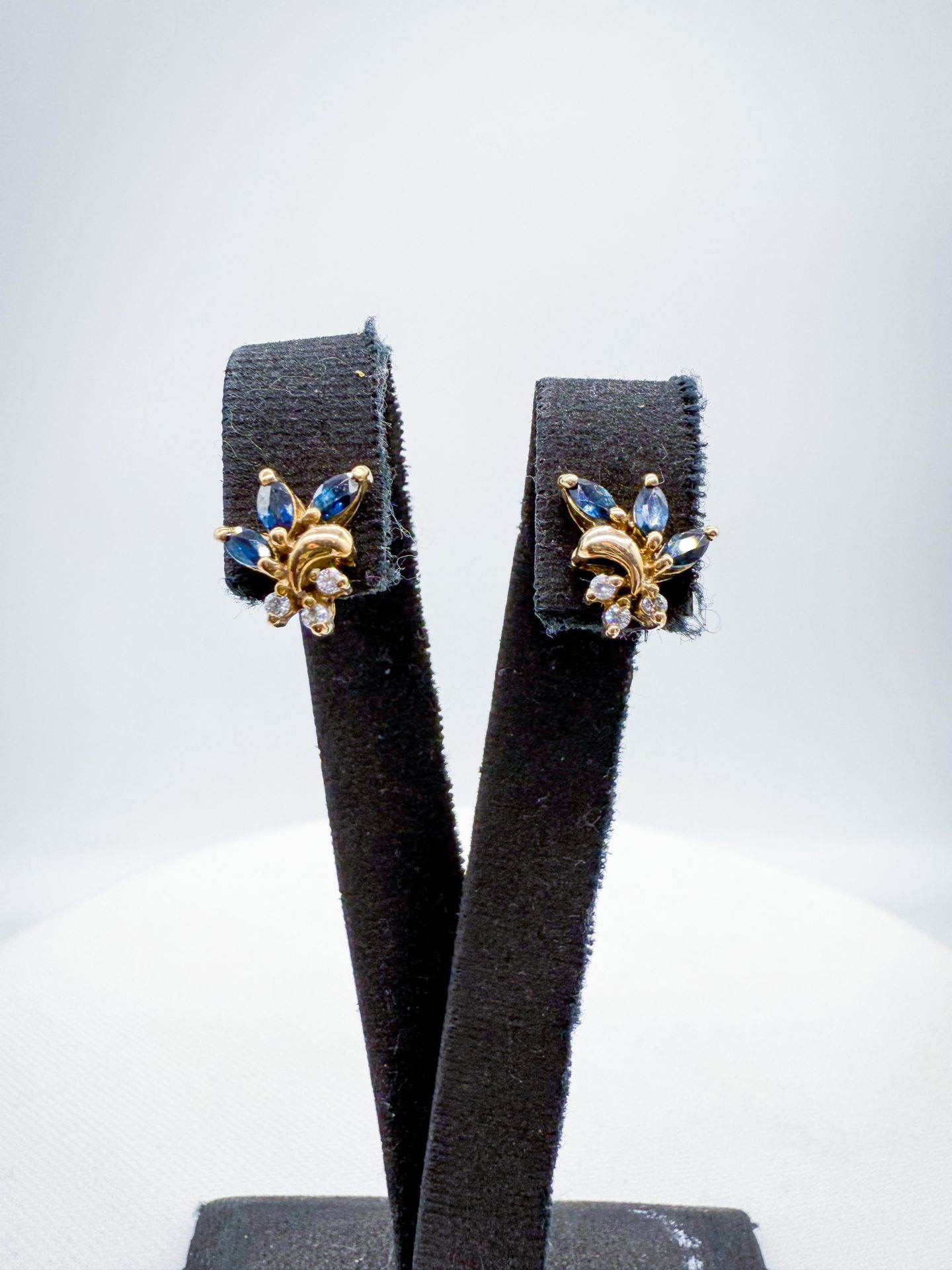 Pırlantalı Safir Küpe