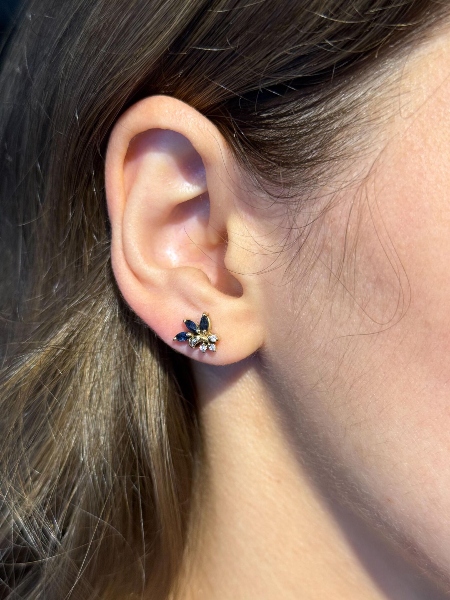 Pırlantalı Safir Küpe