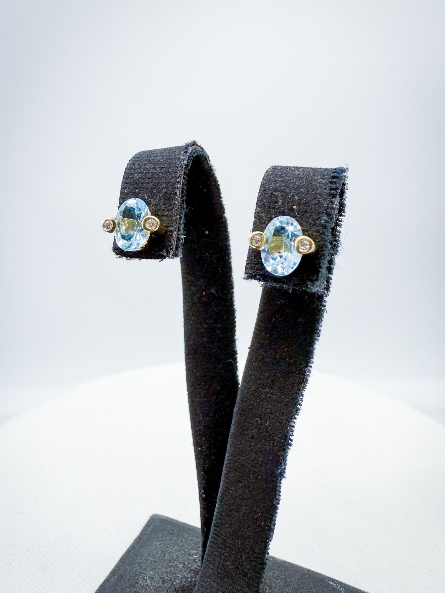 Pırlantalı Akuamarin Küpe