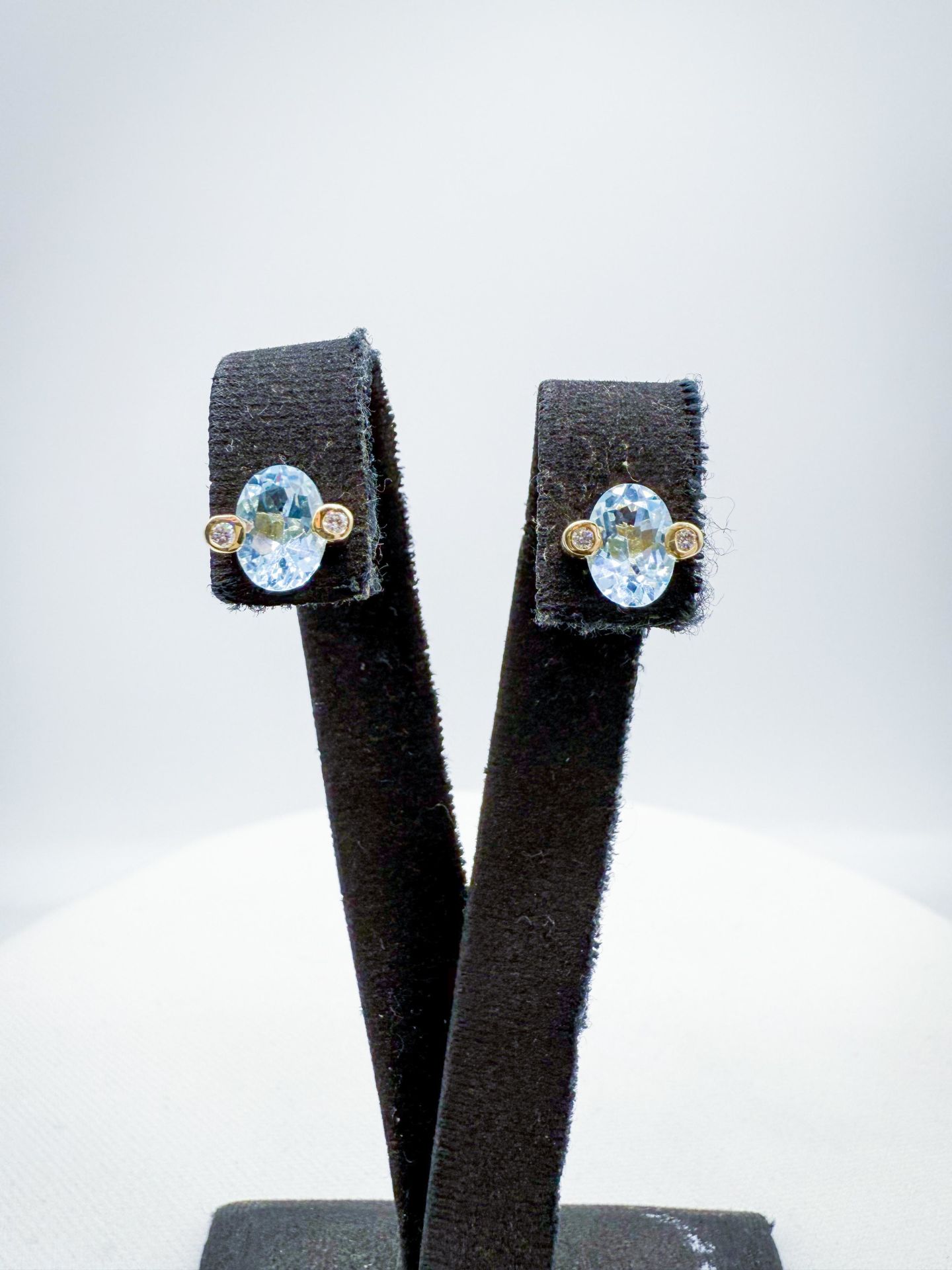 Pırlantalı Akuamarin Küpe