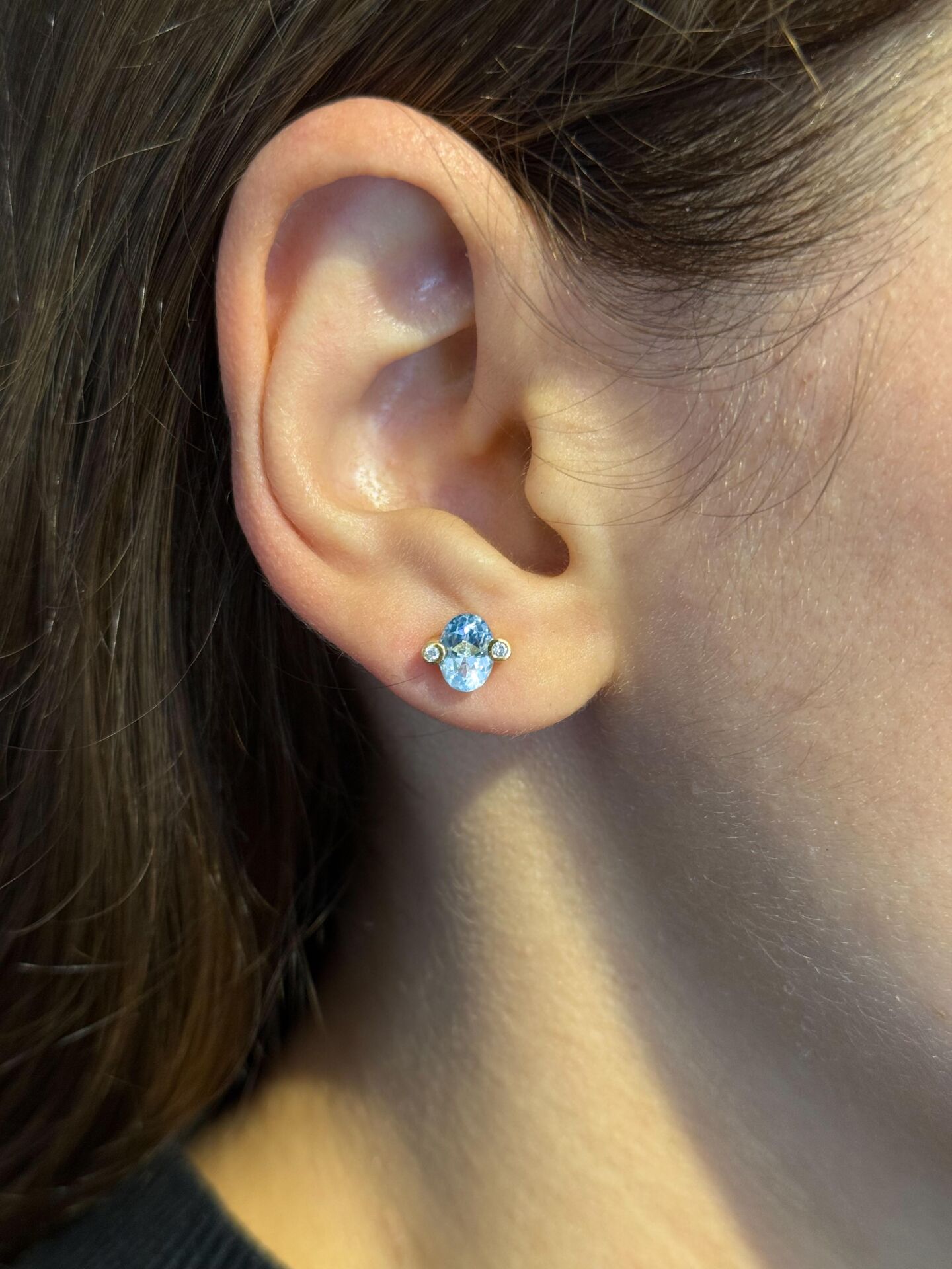 Pırlantalı Akuamarin Küpe