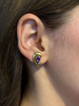 Ametist ve Pırlantalı Küpe