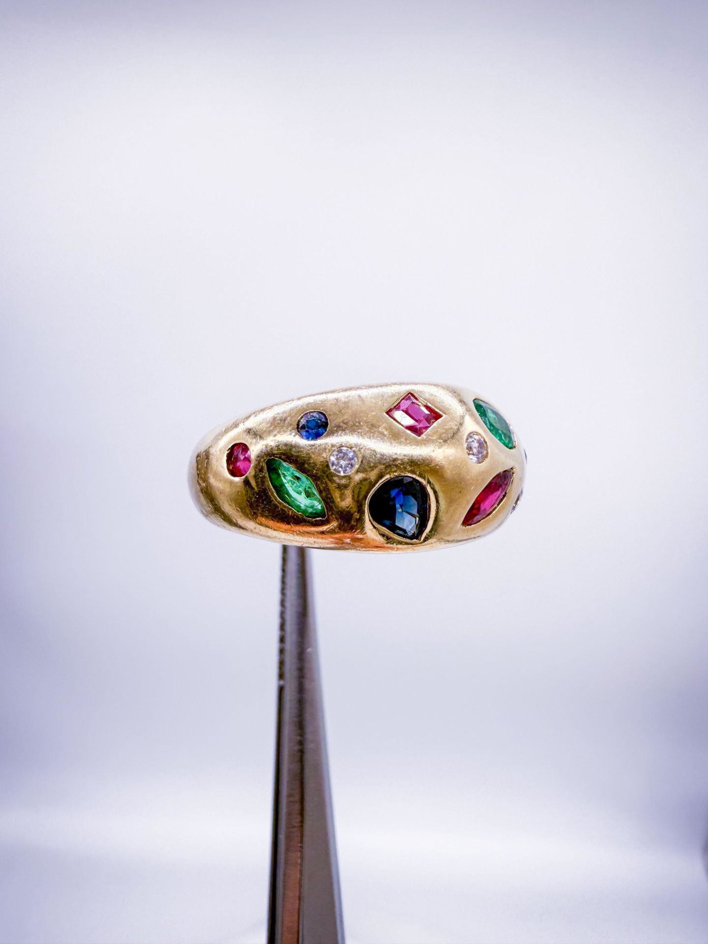 Pırlantalı Renkli Taşlı Yüzük