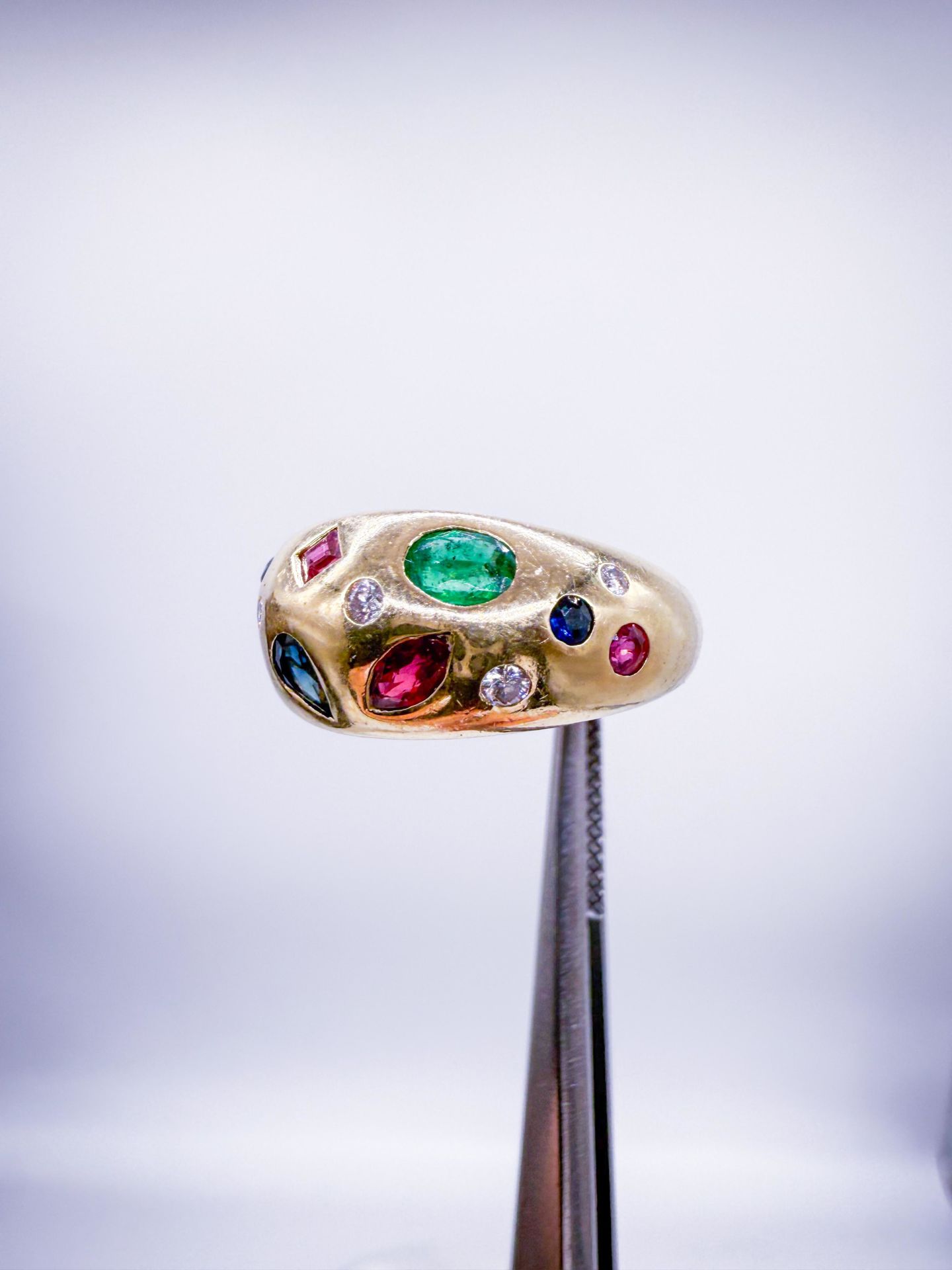 Pırlantalı Renkli Taşlı Yüzük