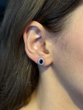 Pırlantalı Safir Küpe