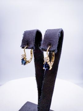 Pırlantalı Safir Küpe